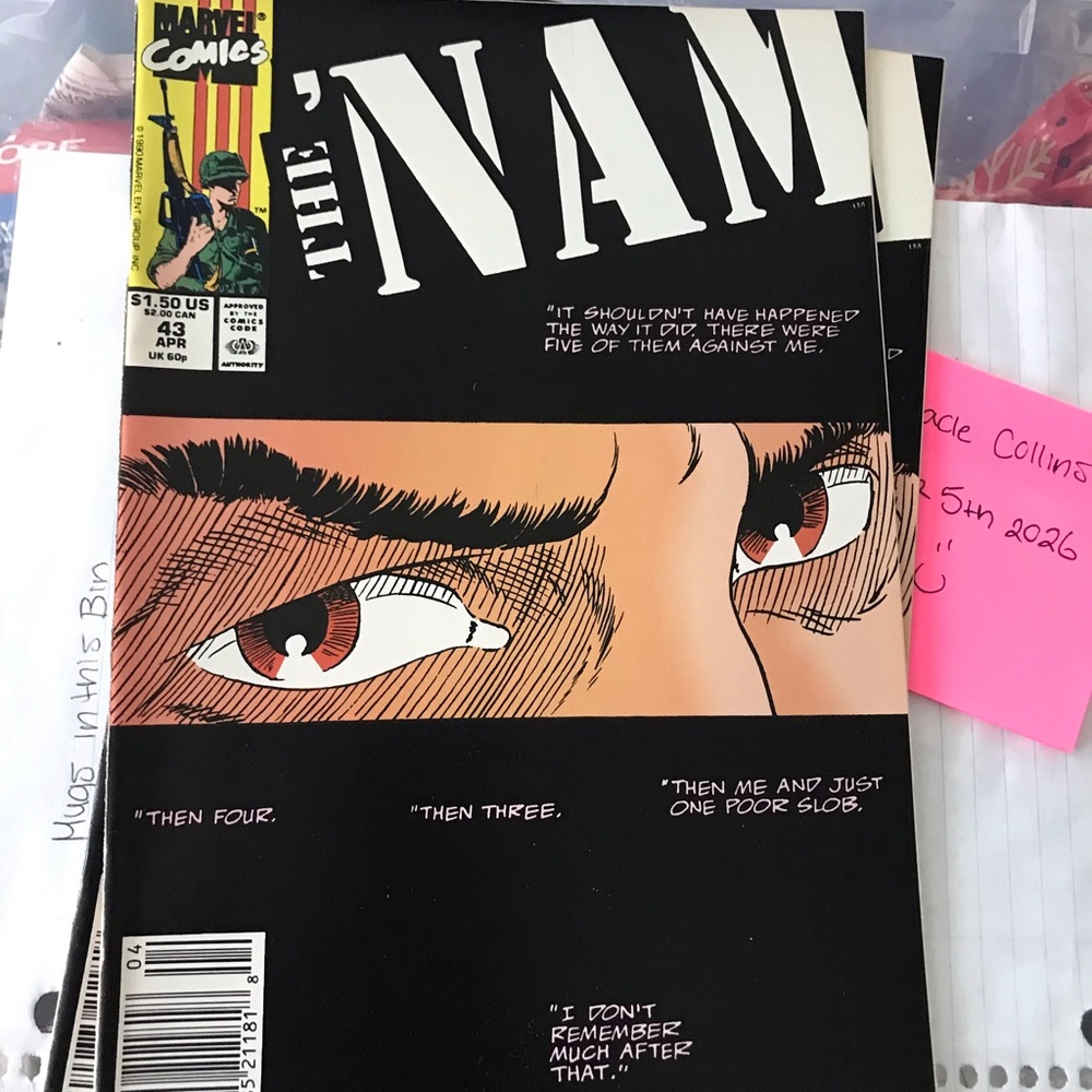 Marvel Comics 'The 'Nam' #43 Vintage Comic Book - Black & Peach Cover